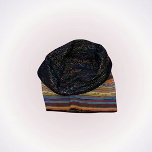 Happy World Clothing HWC bohemian multicolor striped infinity snood scarf with b